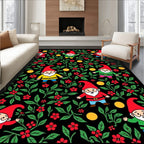 Whimsical Gnome Floral Garden Throw Rug