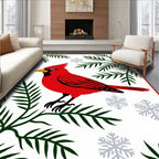 Vibrant Red Cardinal Winter Scene Rug