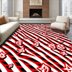Bold Red White Starburst Stripes Rug