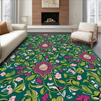 Deep Teal Floral Garden Vine Rug