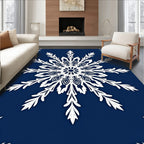 Navy White Lace Snowflake Mandala Rug