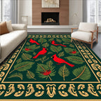 Red Cardinal Forest Border Rug