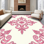 Rosy Pink Victorian Scroll Medallion Rug