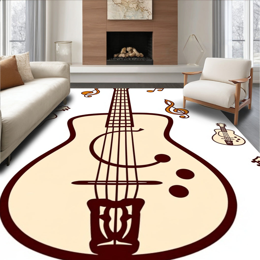 Cozy Acoustic Guitar Music Notes Rug