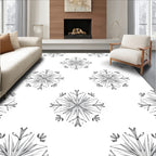 Gray Floral Snowflake Mandala Rug