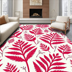 Scarlet Fern Leaf Collage Rug