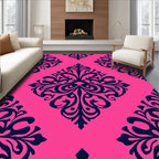 Bright Pink Navy Damask Flourish Rug