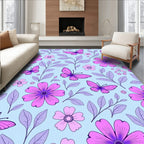 Purple Butterfly Floral Garden Rug