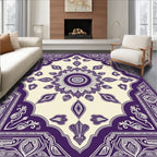 Ornate Purple Sunflower Medallion Border Rug