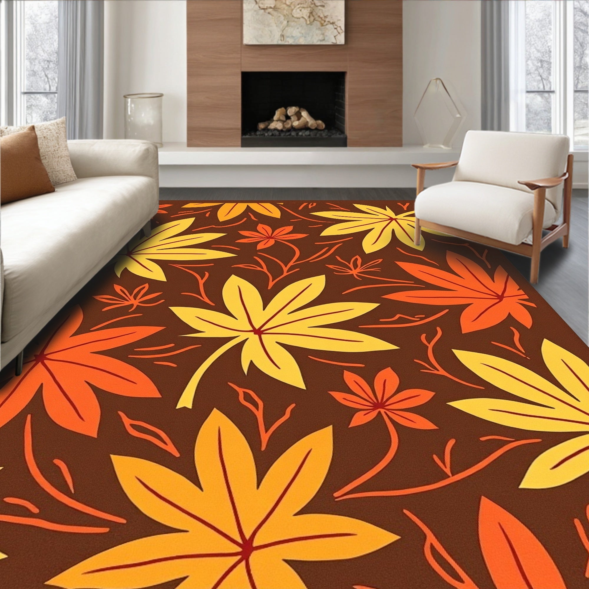 Autumn Leaf Cascade Brown Rug