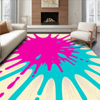 Vibrant Pink Splash Burst Print Rug