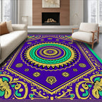 Vibrant Purple and Gold Medallion Rug