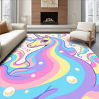 Magical Pastel Unicorn Rainbow Swirls Rug