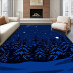 Midnight Blue Forest Starry Sky Rug