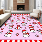 Charming Snowman Holiday Candy Cane Rug