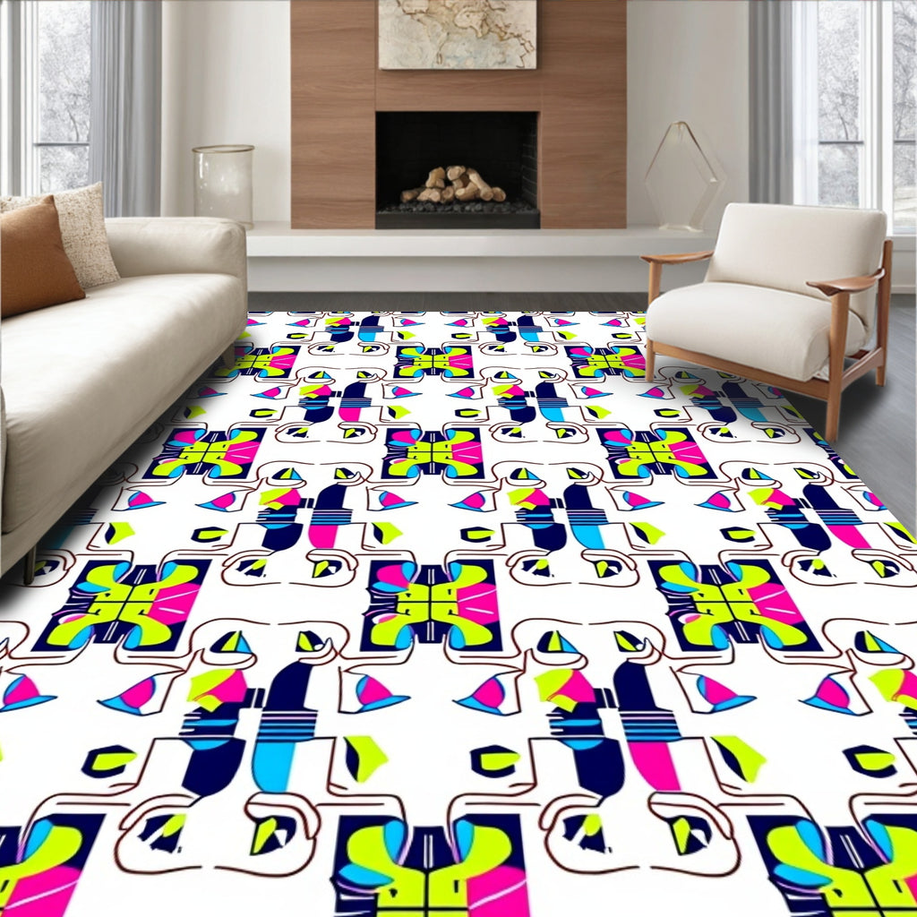 Vibrant Neon Pop Art Geometry Rug