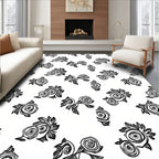 Monochromatic Rose Swirl Bouquet Arrangement Rug