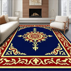 Crimson Gold Floral Medallion Navy Rug