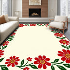 Vintage Red Floral Garland Rug