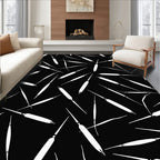 Black White Abstract Strokes Rug