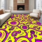 Vibrant Pink And Yellow Doodles Rug