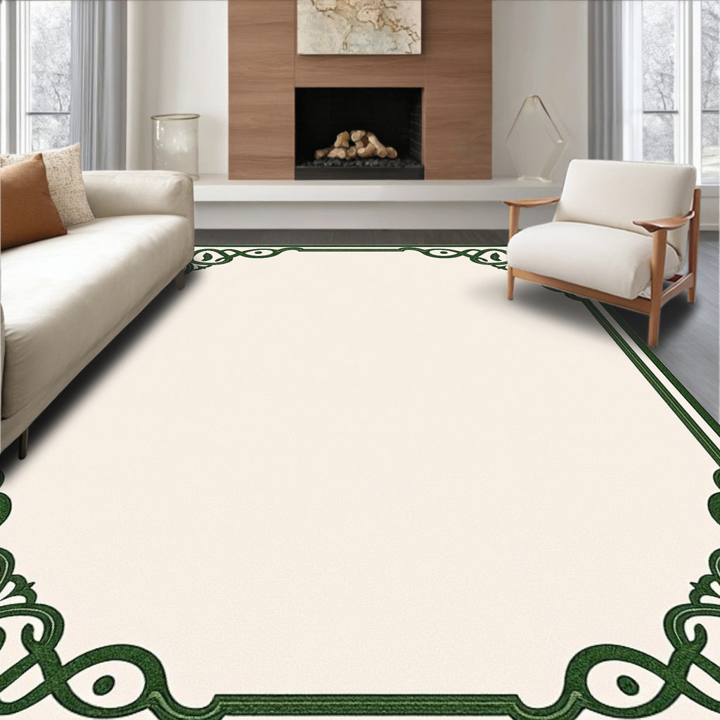 Elegant Forest Green Celtic Knot Border Rug