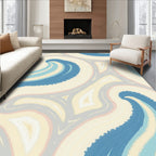 Serene Blue Swirl Agate Lines Rug