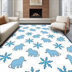 Playful Blue Elephant Snowflake Repeat Rug