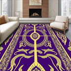 Royal Purple Golden Ornate Vertical Medallion Rug