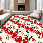 Bold Red Abstract Floral Swirl Rug