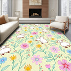 Whimsical Sheep Floral Garden Rug