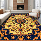 Golden Yellow Floral Medallion Rug