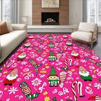 Pink Christmas Gnomes Candy Canes Rug