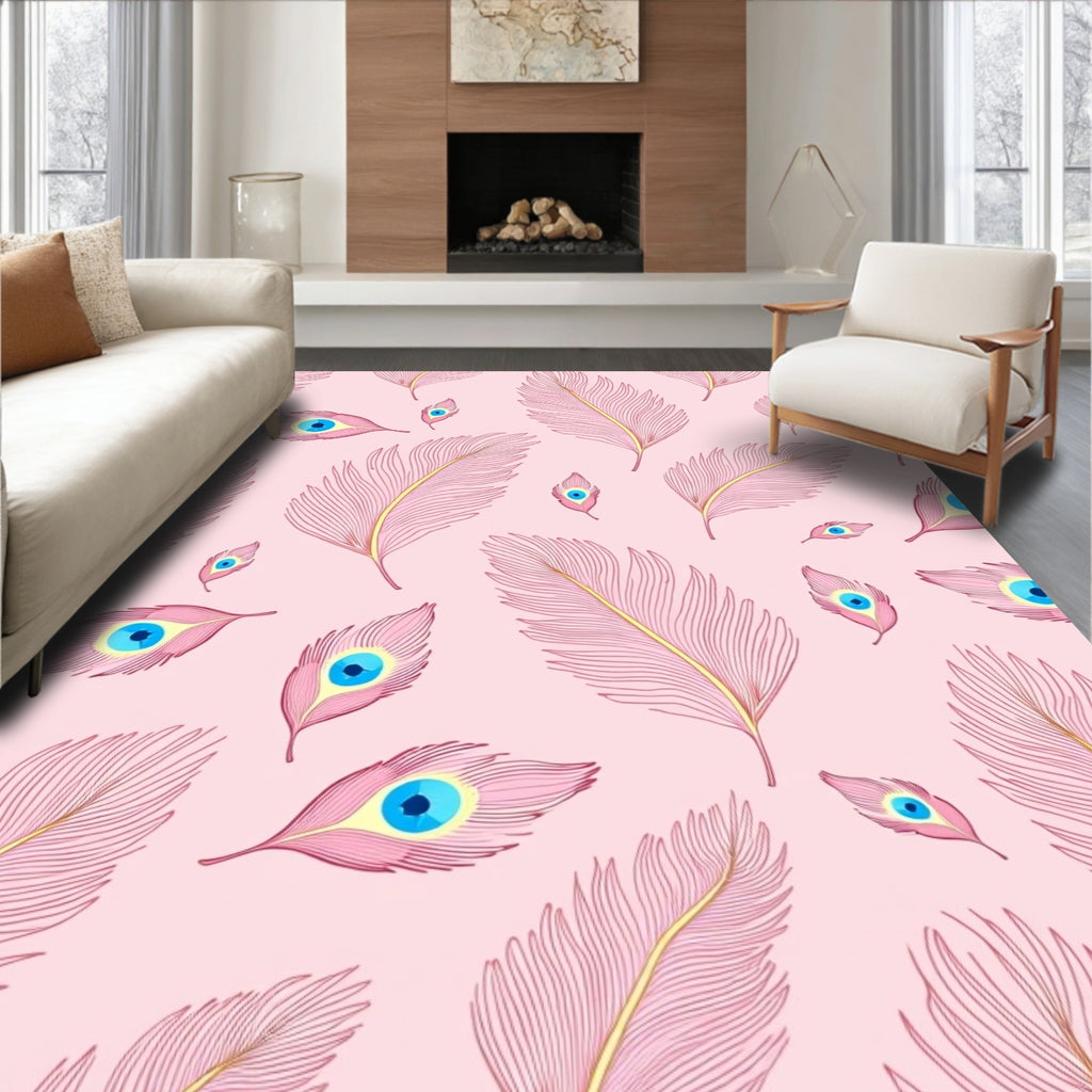 Pink Feather Eye Motif Rug