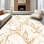 Whimsical Caramel Swirl Abstract Rug