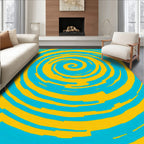 Vibrant Blue Yellow Swirl Rug