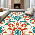 Vibrant Teal Coral Medallion Rug