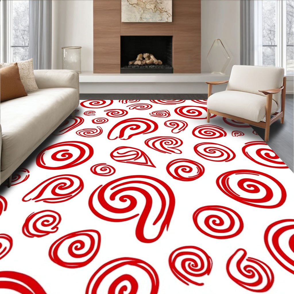 Red Swirls Infinite Scroll Rug
