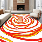 Vibrant Red Yellow Swirl Spiral Rug