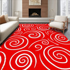 Bold Red Swirling Abstract Rug