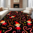 Jolly Elf Candy Cane Star Celebration Rug