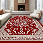 Deep Red Scrollwork Medallion Rug