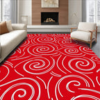 Crimson Swirls on Red Ground Rug