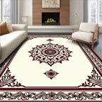 Dark Red Floral Medallion Frame Rug