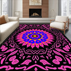 Vibrant Pink Blue Yellow Floral Mandala Rug