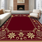 Gold Ornament Border Maroon Rug