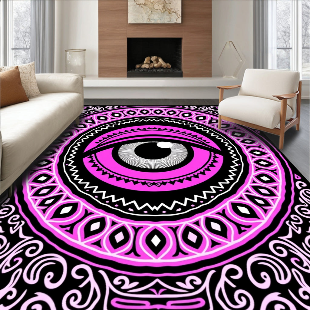 Vibrant Pink All Seeing Eye Mandala Rug