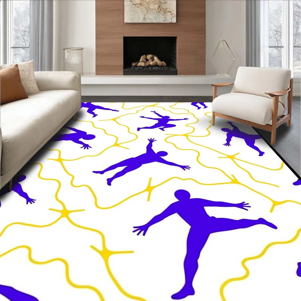 Purple Dancers Yellow Swirls Rug