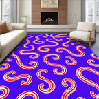Bold Red Swirl Stripe Blue Rug