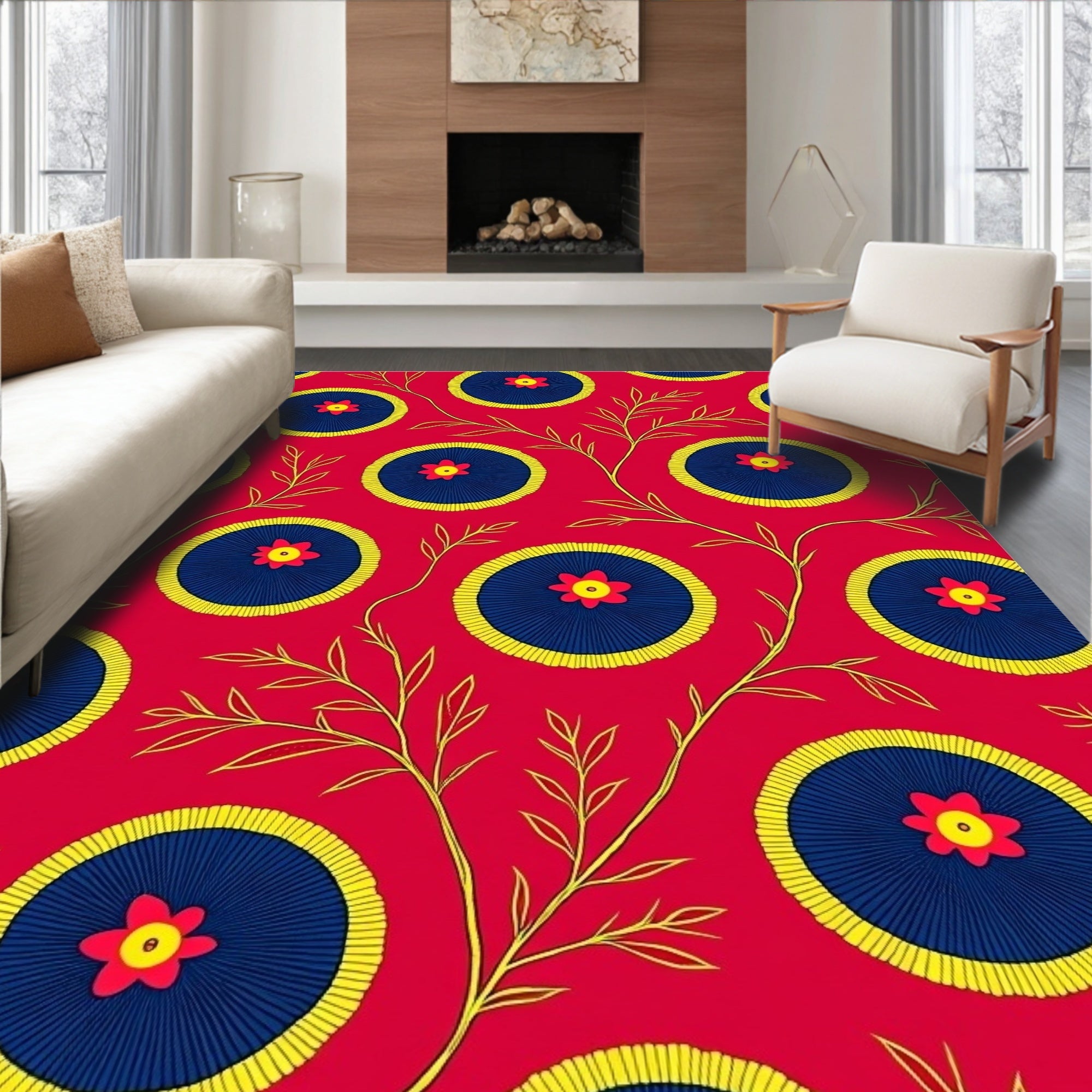 Crimson Sapphire Floral Vine Radiance Rug